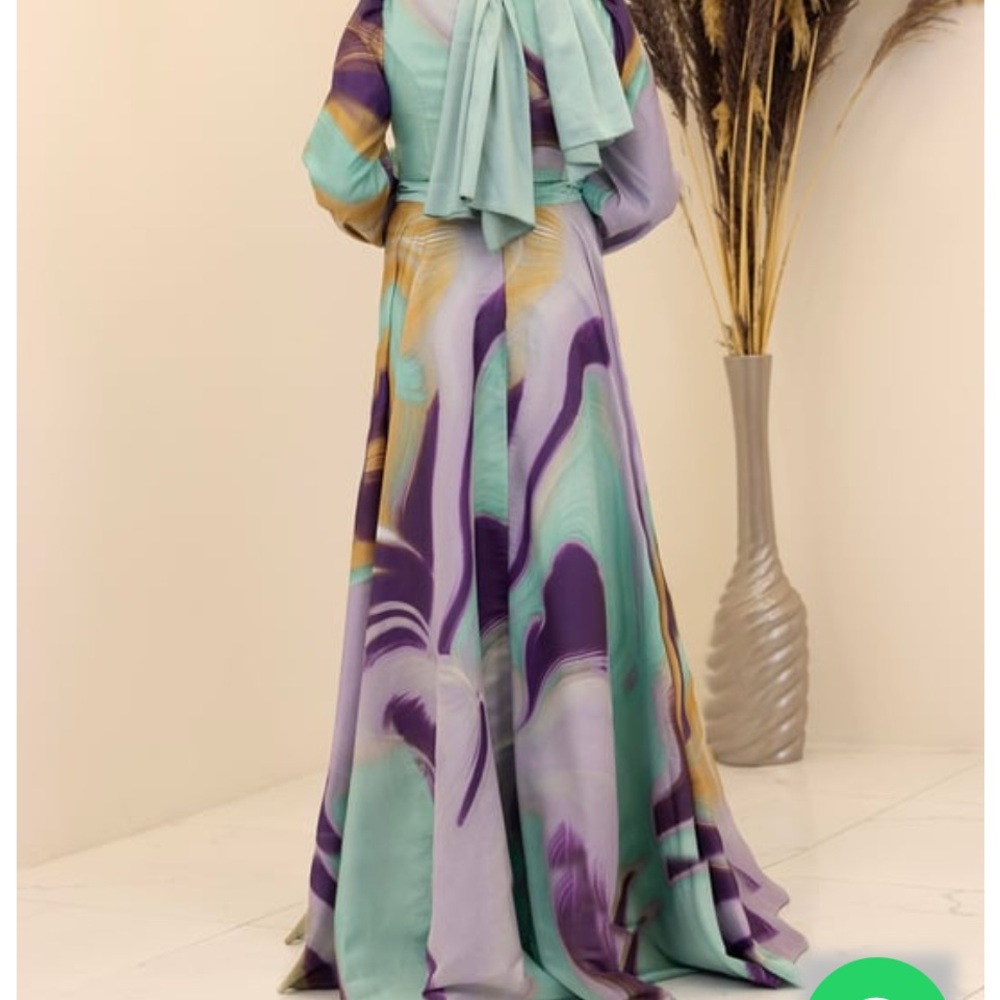 Chic Multicolor Long Sleeve Maxi Dress
